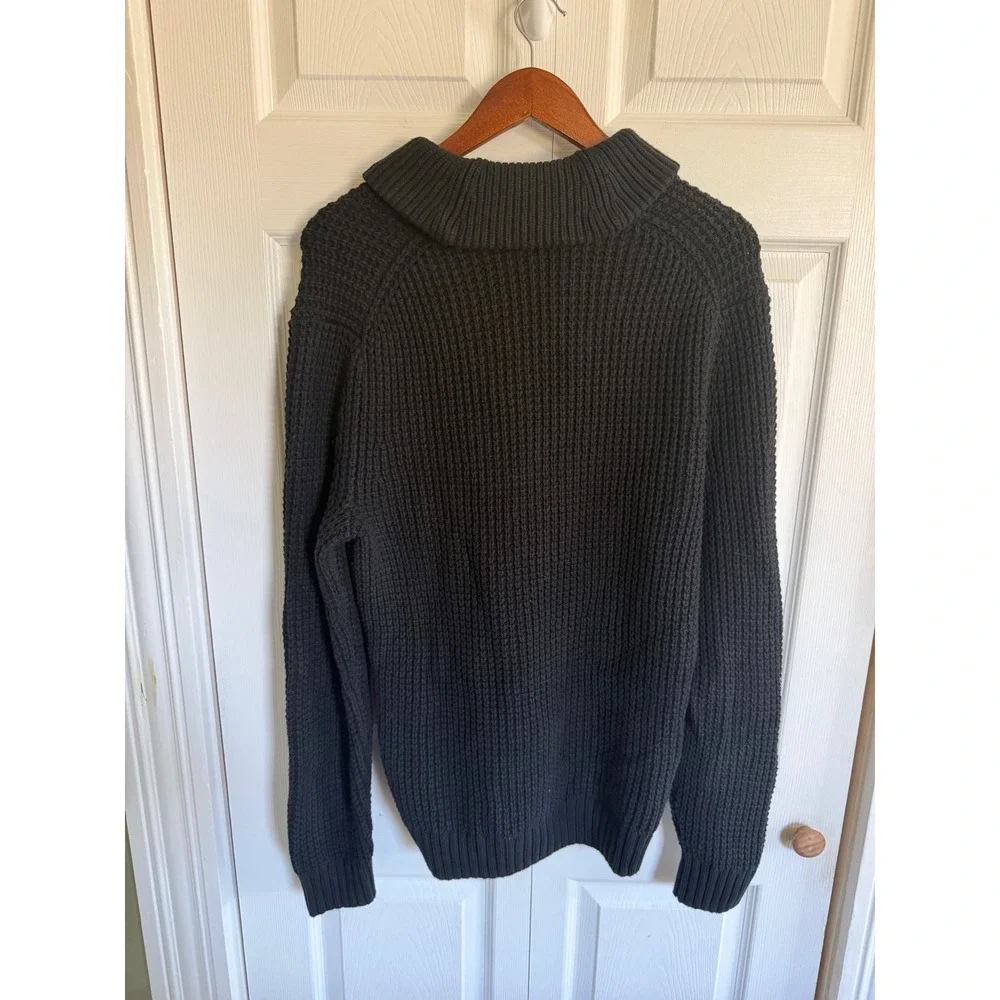 Banana‎ Republic Mens NavyWaffle Knit Shawl Collar Button Sweater Medium FA23